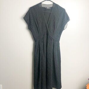 Balenciaga Silk Faux Wrap Textured Dress Black Small